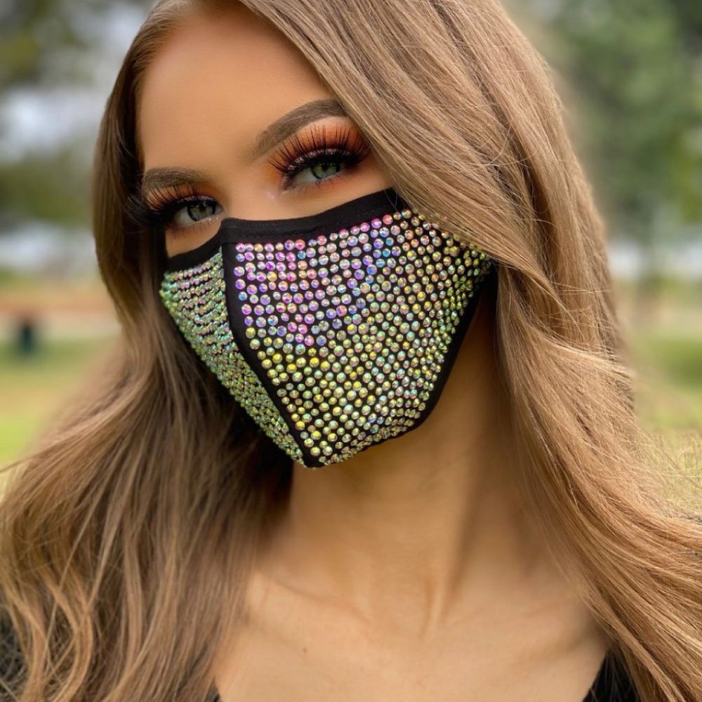 BLACK AB SWAROVSKI NOSE WIRE bling face mask